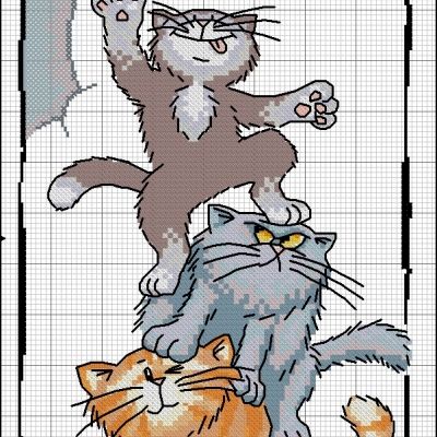 Вышивка котенок и бабочка 14